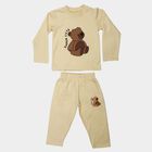 Boys Off White Crew Neck Teddy Graphic Baba Suit, ऑफ व्हाइट, small
