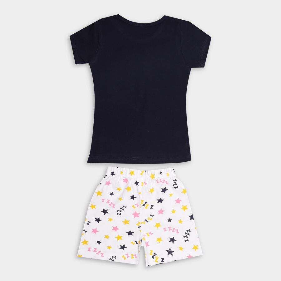 Girls' 100% Cotton Night Suit , नेवी ब्लू, large image number null