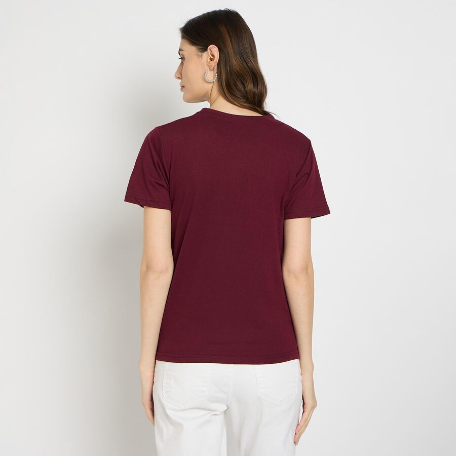 Ladies' Round Neck T-Shirt , Wine, large image number null