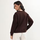 Women's Dark Chocolate Brown Crew Neck Casual Sweatshirt, भूरा, small image number null
