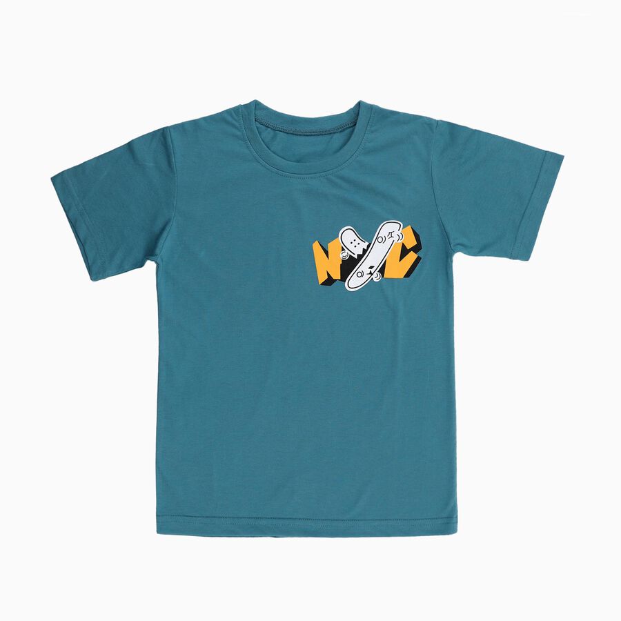 Boys' Half Sleeves T-Shirt, गहरा नीला, large image number null