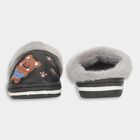 Kids Jet Black and Light Grey Fur Lined Slip-On Winter Slippers, काला, small image number null