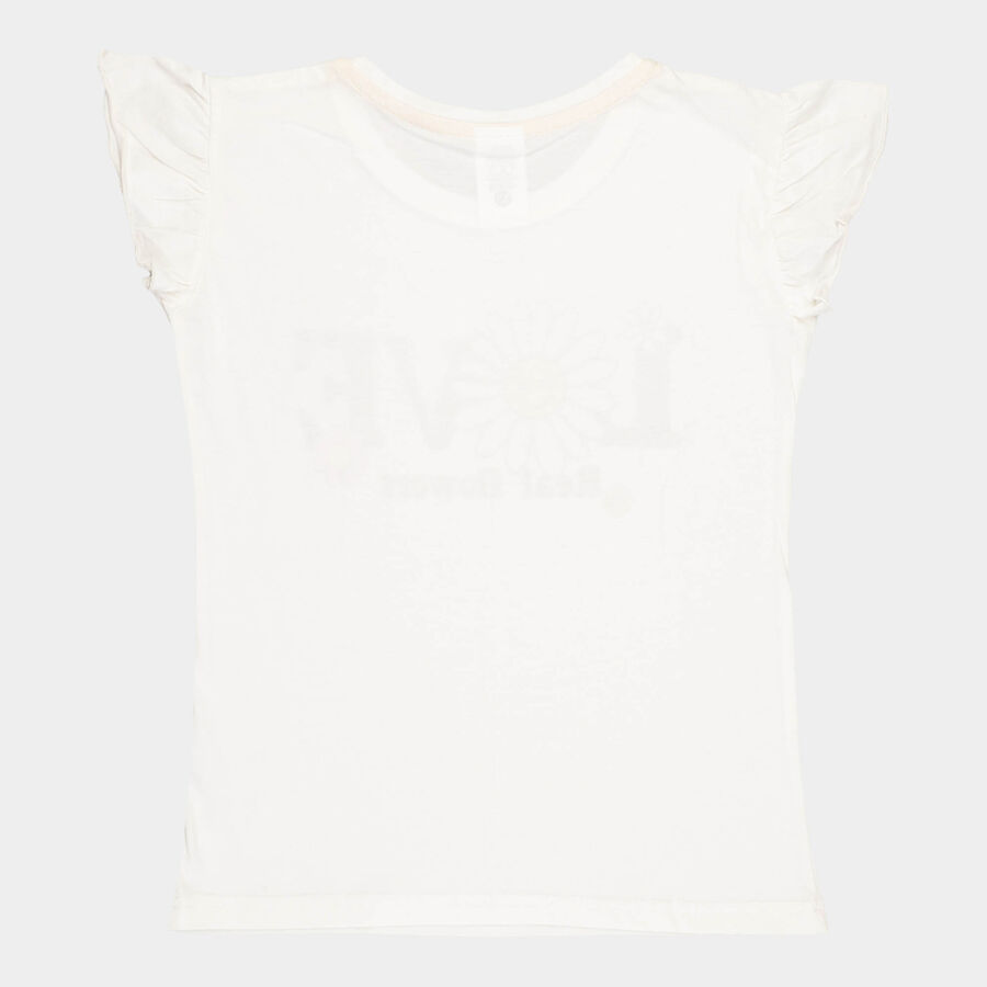 Girls Cotton T-Shirt, Off White, large image number null