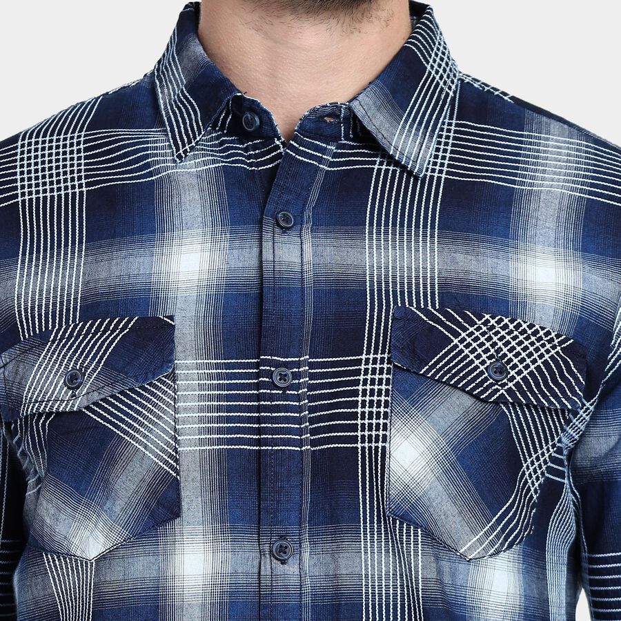 Men's 100% Cotton Casual Shirt , Navy Blue, large image number null