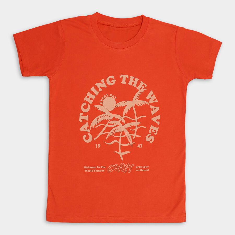 Boys' Half Sleeves T-Shirt , रस्ट, large image number null