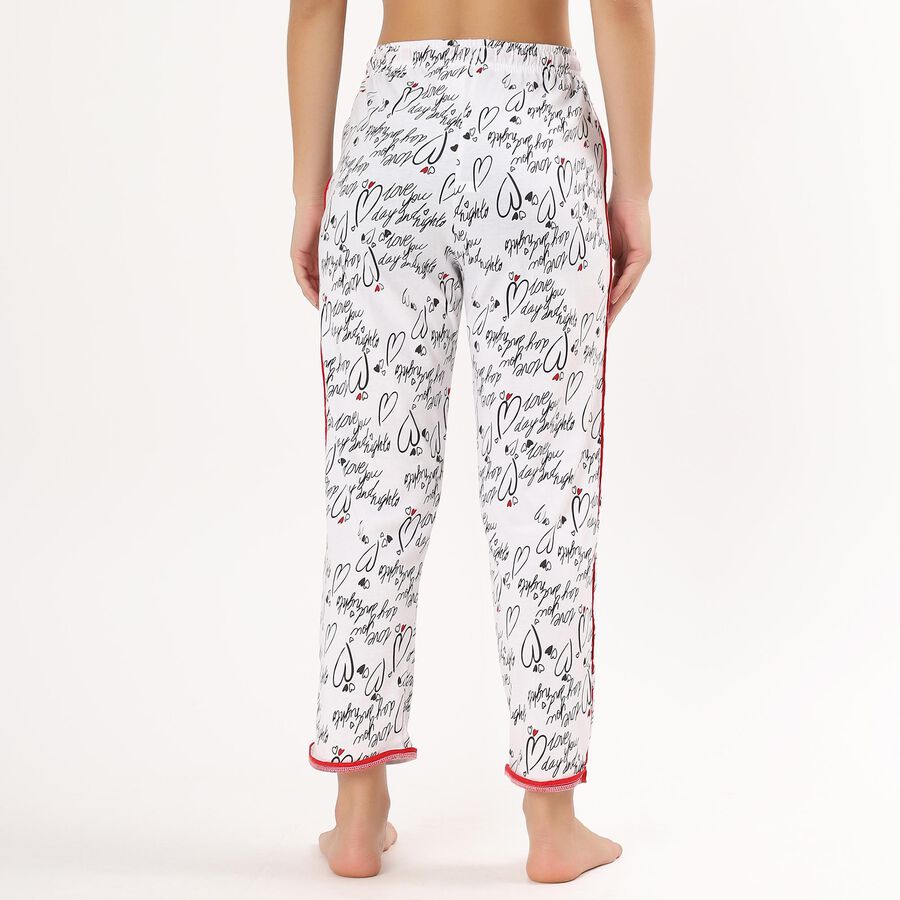 Women's Muted Charcoal Black Printed Full Length Pyjama, सफ़ेद, large image number null