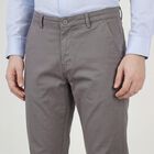 Men's Light Grey Slim Fit Casual Trousers, हल्का ग्रे, small