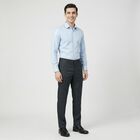 Men's Navy Blue Slim Fit Flat-Front Formal Trousers, Dark Blue, small