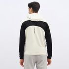Men's Light Beige and Black Hooded Athleisure Jacket, Beige, small image number null