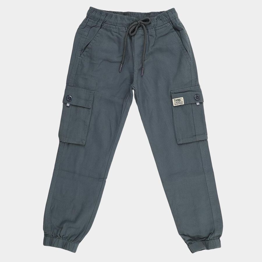 Boys Steel Blue Regular Fit Cargo Pants, हल्का ग्रे, large image number null