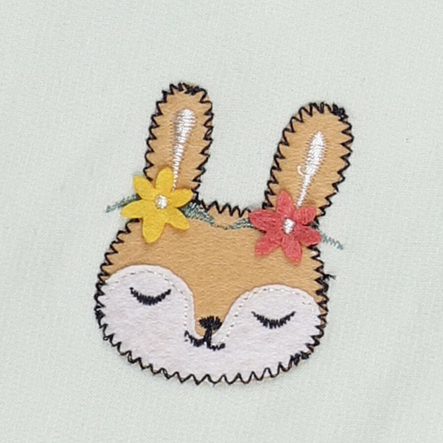 Infants Mint Green Bunny Embroidered Cotton Blend Pyjama, Light Green, large image number null