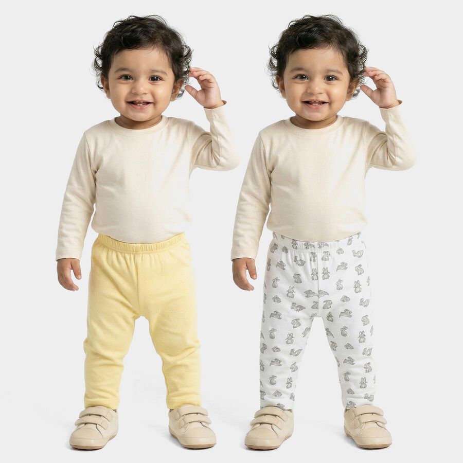 Infants Yellow and White Printed Cotton Pyjama Set, Yellow, large