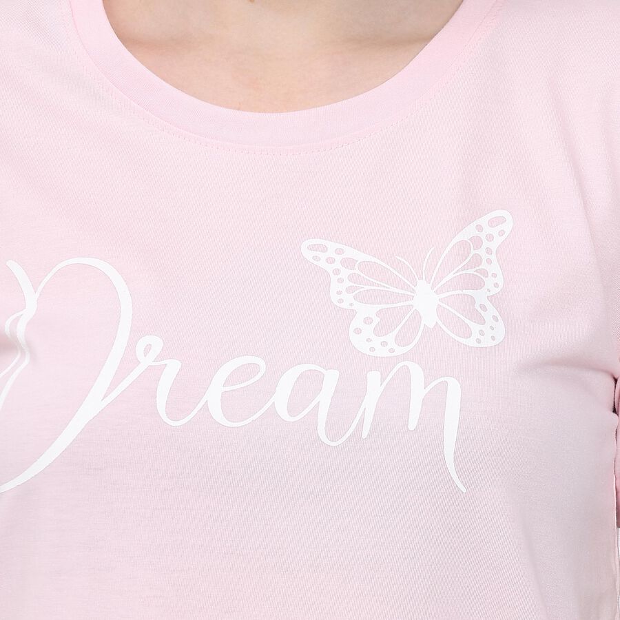 Ladies' Round Neck T-Shirt, Pink, large