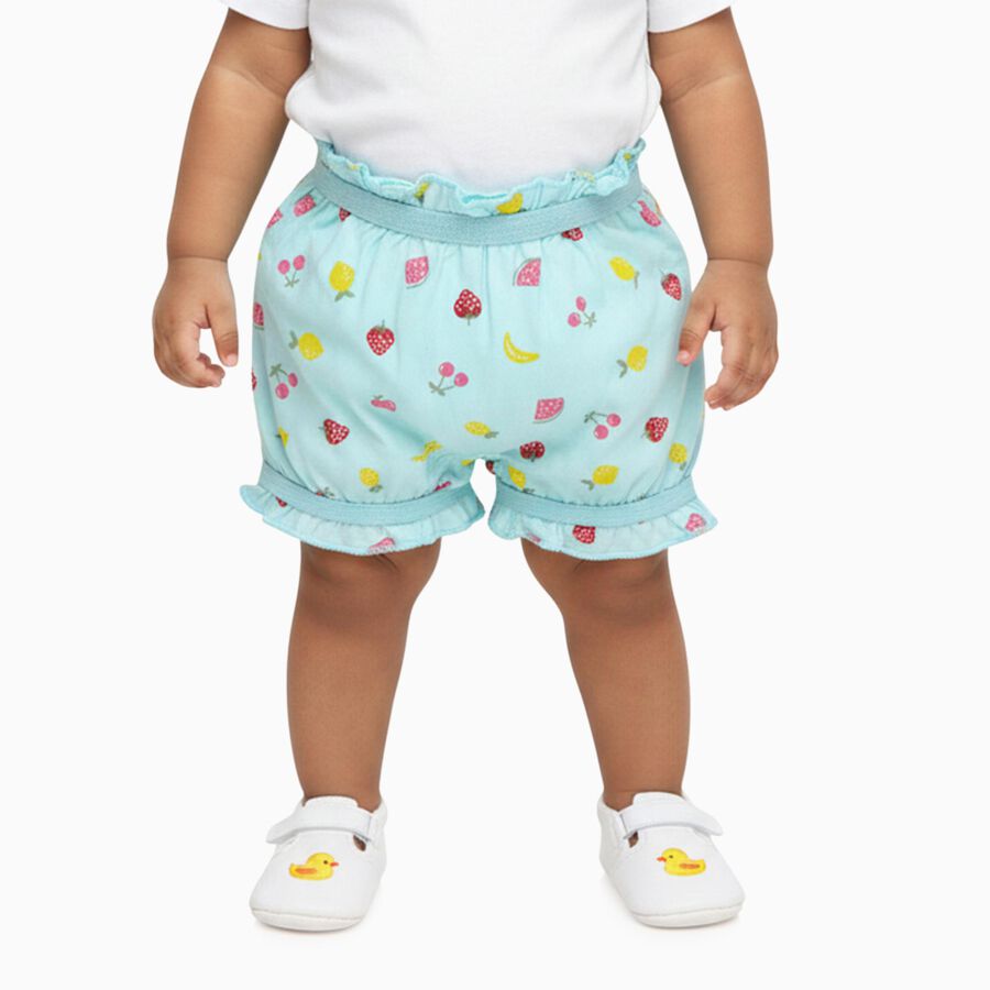 Infants Light Aqua Regular Fit Ruffled Bloomers, एक्वा, large image number null