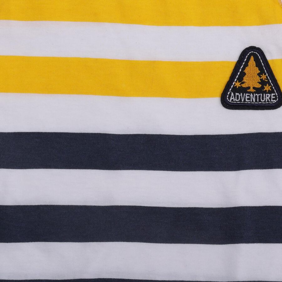 Boys Yellow Crew Neck Casual Boys T-Shirt, पीला, large