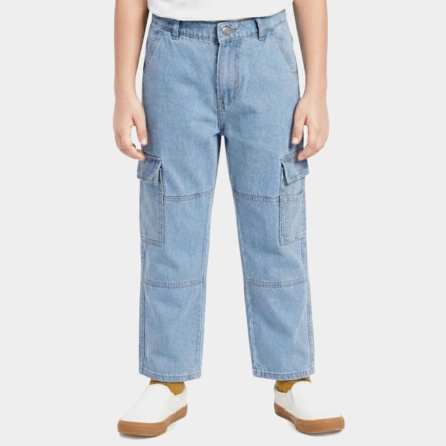 Boys' Blue Regular Fit Jeans, हल्का नीला, large