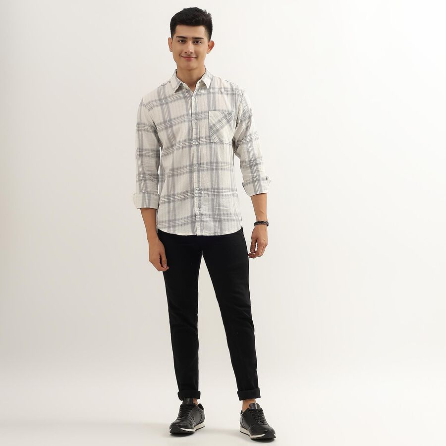 Men's Rich White Cotton Regular Collar Casual Shirt, ऑफ व्हाइट, large image number null