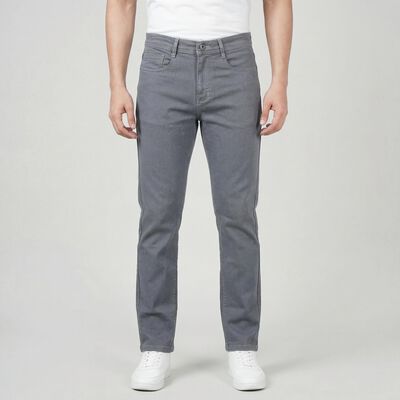 Men's Grey Slim Fit Solid Jeans