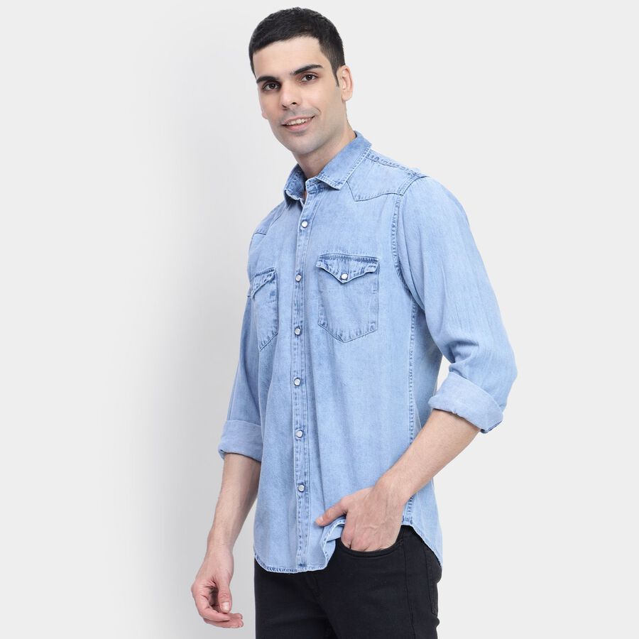 Men's 100% Cotton Casual Shirt, Light Blue, large image number null