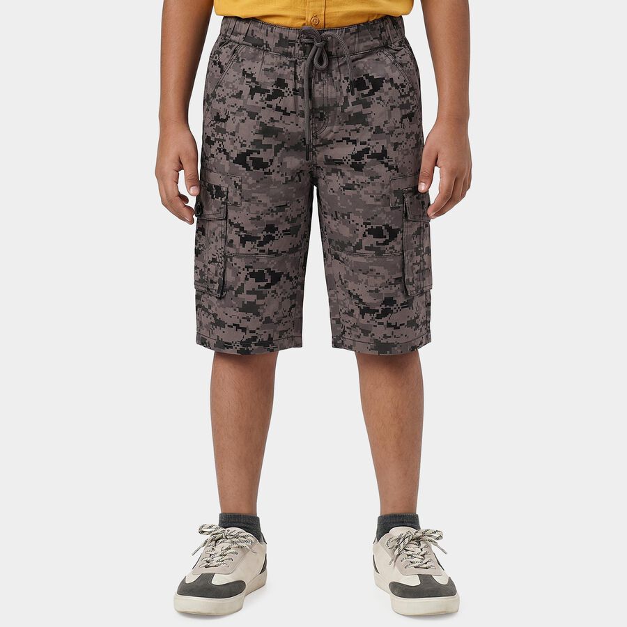 Boys' Black Relaxed Fit Cotton Jamaican Shorts, Black, large