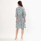 Women's Teal Floral Ruffled Neck Bohemian Dress, ऑफ व्हाइट, small image number null