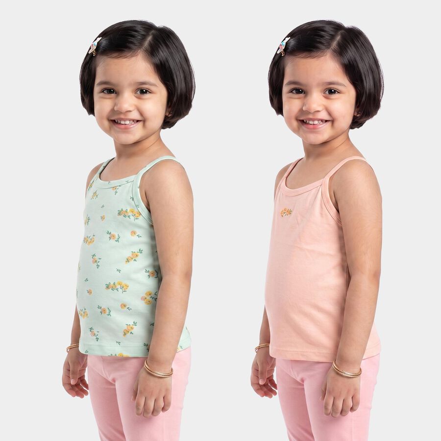 Girls' Mint Green Cotton Round Neck Quilted Vest, Light Green, large