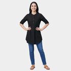 Women's Black V-Neck Printed Kurti, Black, small
