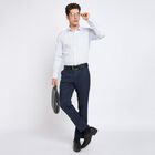 Men's Slim Fit Formal Trousers, गहरा नीला, small