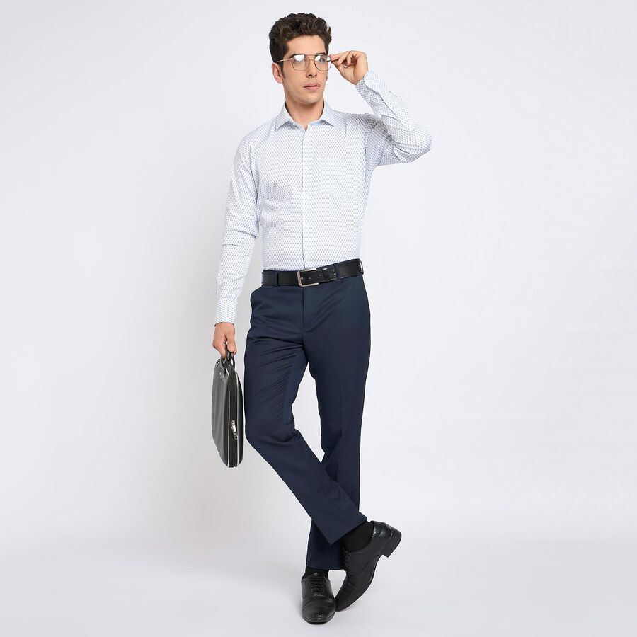 Men's Slim Fit Formal Trousers, गहरा नीला, large