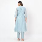Women's Blue Round Neck Solid Kurta, हल्का नीला, small