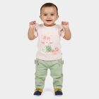 Infants Pink Cotton Round Neck T-Shirt Set Upper and Bottom Set, हल्का गुलाबी, small