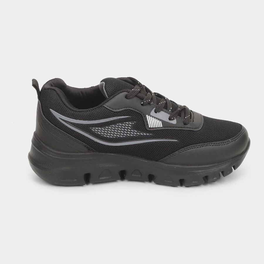 Men's Lace-Up Sports Shoes, काला, large image number null