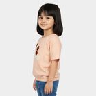 Girls Light Pink Cotton Round Neck Regular T-Shirt, Light Pink, small