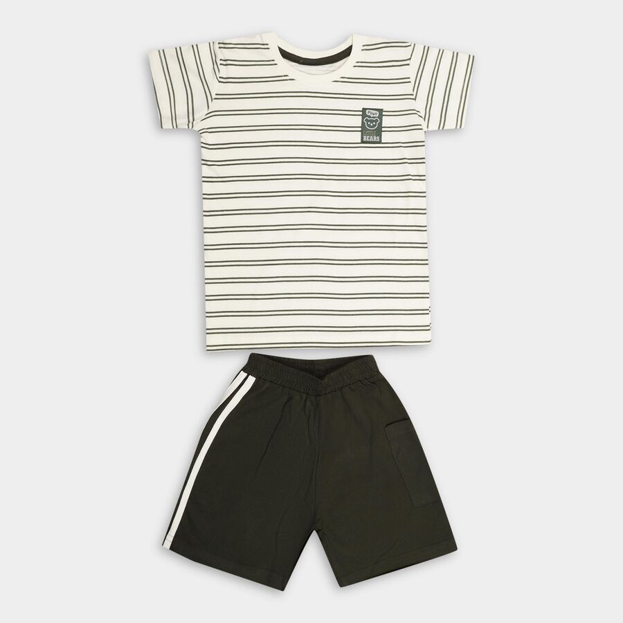 Boys' 100% Cotton Knit Baba Suit, ऑफ व्हाइट, large image number null