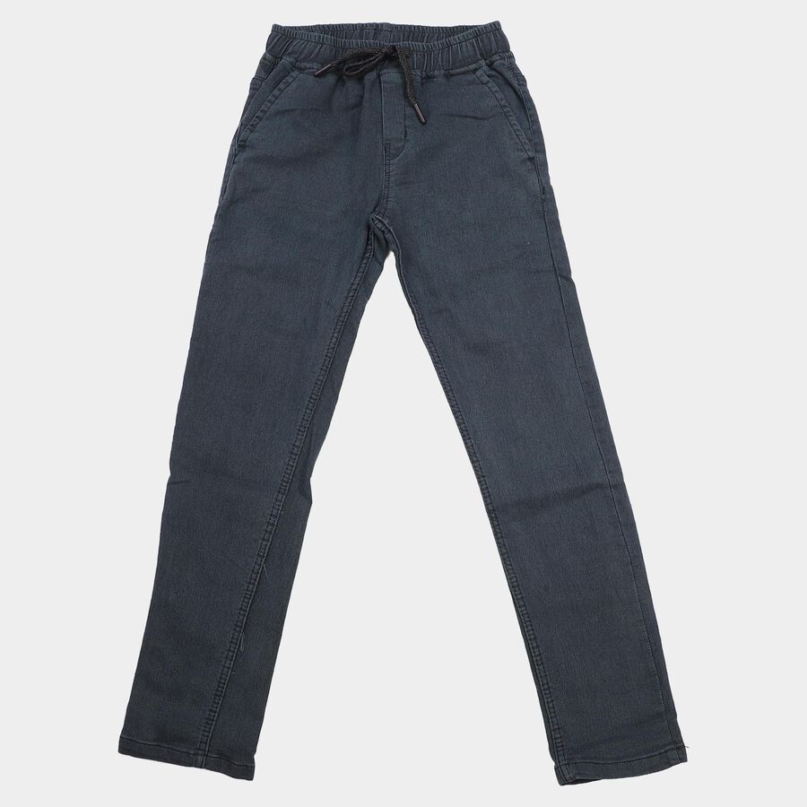 Boys' Dark Grey Drawstring Jeans, गहरा ग्रे, large
