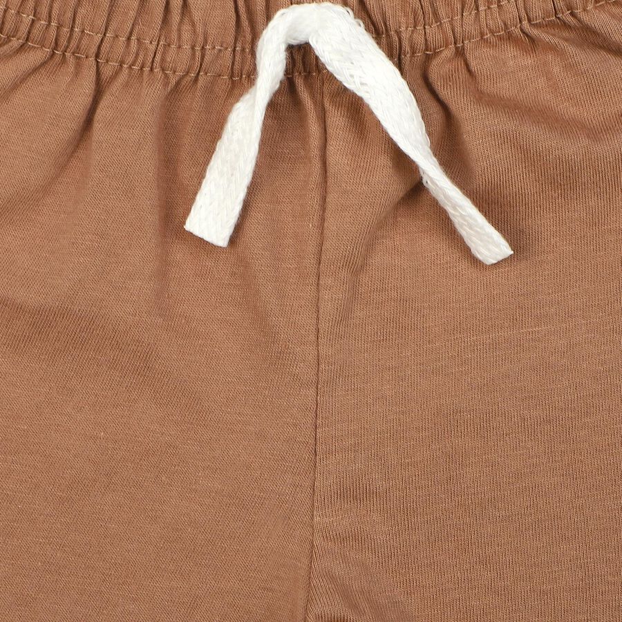 Infants' Brown Regular Fit Printed Half Pant, भूरा, large