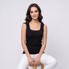 Women's Black Square Neck Camisole Slip, काला, small