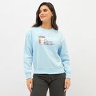 Women's Light Blue Crew Neck Casual Sweatshirt, हल्का नीला, small image number null