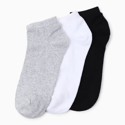 Men's Ankle Length Socks Pack of 3 ( Grey Melange, White, Charcoal )