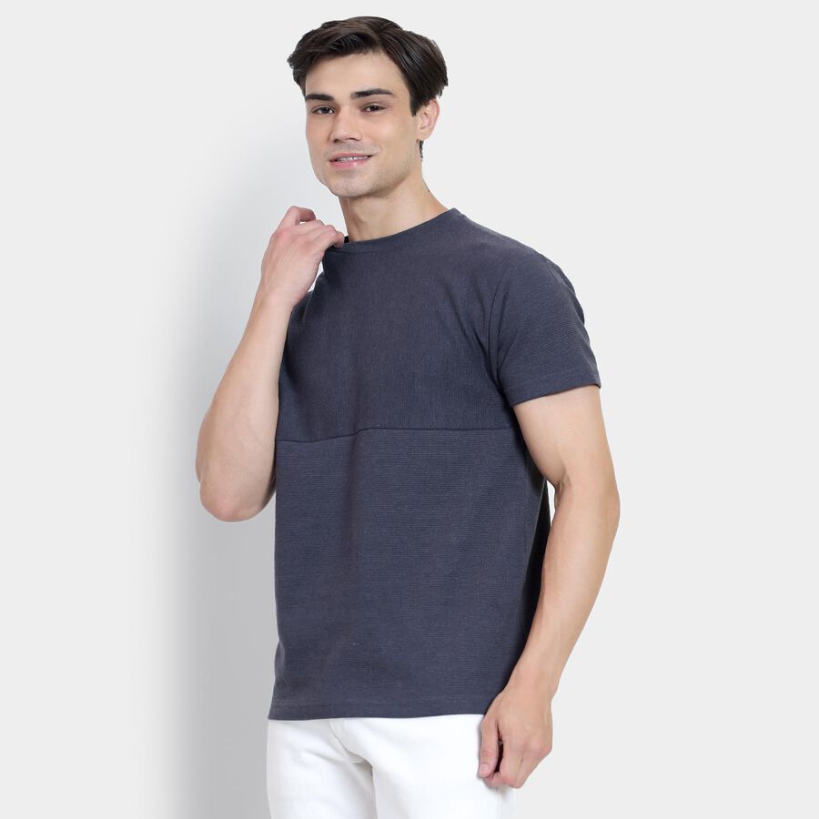 Men's Round Neck Half Sleeves T-Shirt , गहरा ग्रे, large image number null