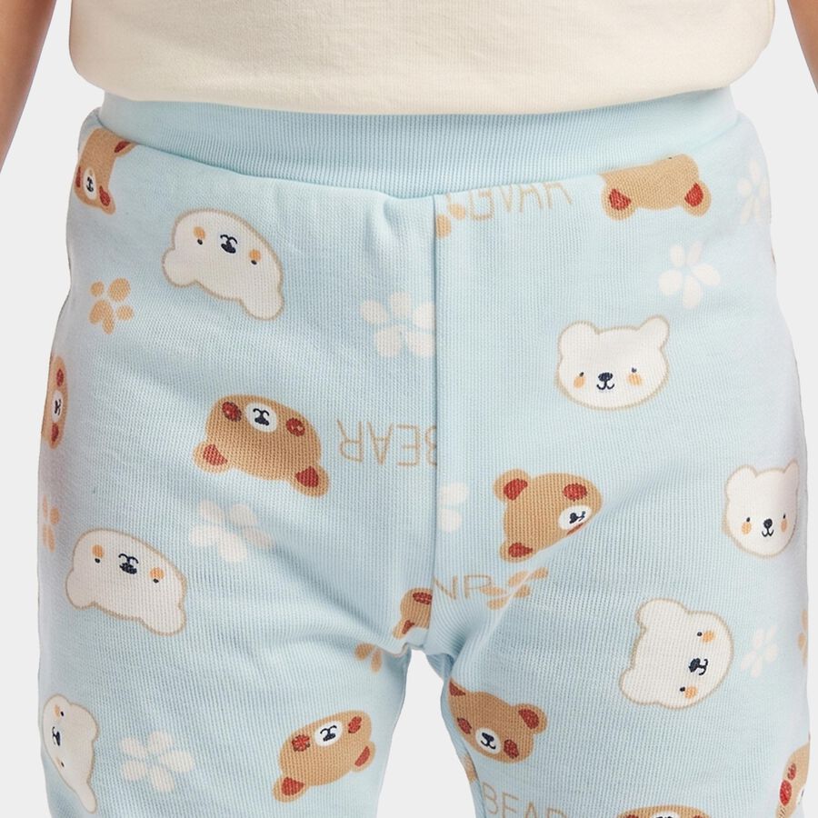 Infants' Light Blue Straight Fit Teddy Printed Pyjama, Light Blue, large