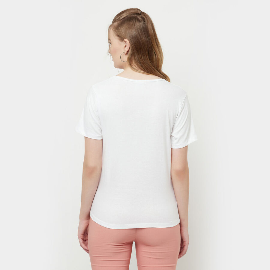Embellished Round Neck T-Shirt, White, large image number null