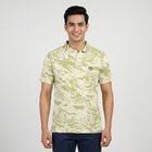 Men's Light Green Cotton Collared Neck Casual T-Shirt, हल्का हरा, small