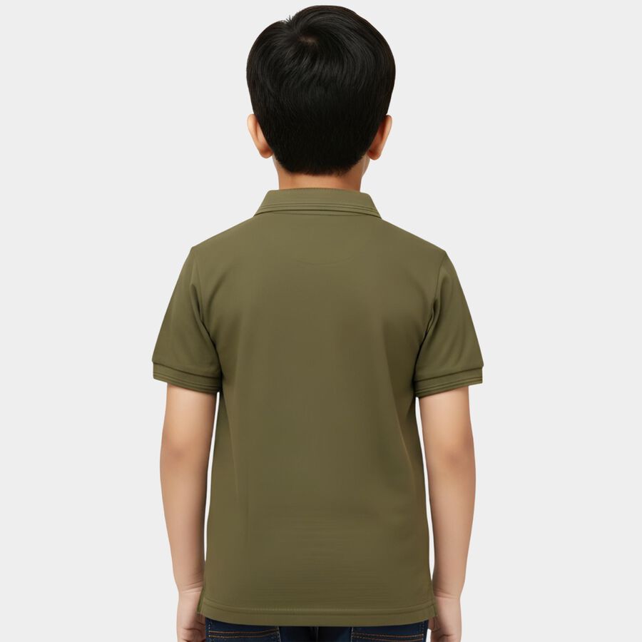 Boys' Olive Round Neck Graphic Printed T-Shirt, ओलिव, large