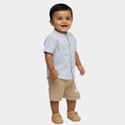 Infants' Beige Cotton Mandarin Collar Striped Baba Suit, गहरा पीला, small image number null