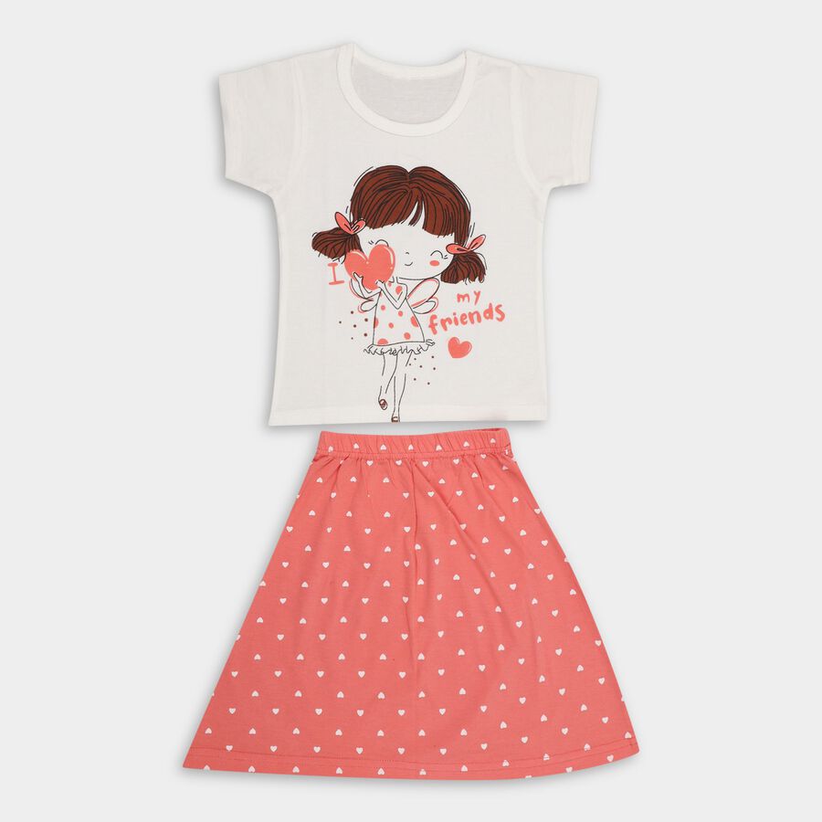 Girls' Top Skirt, Coral, large image number null