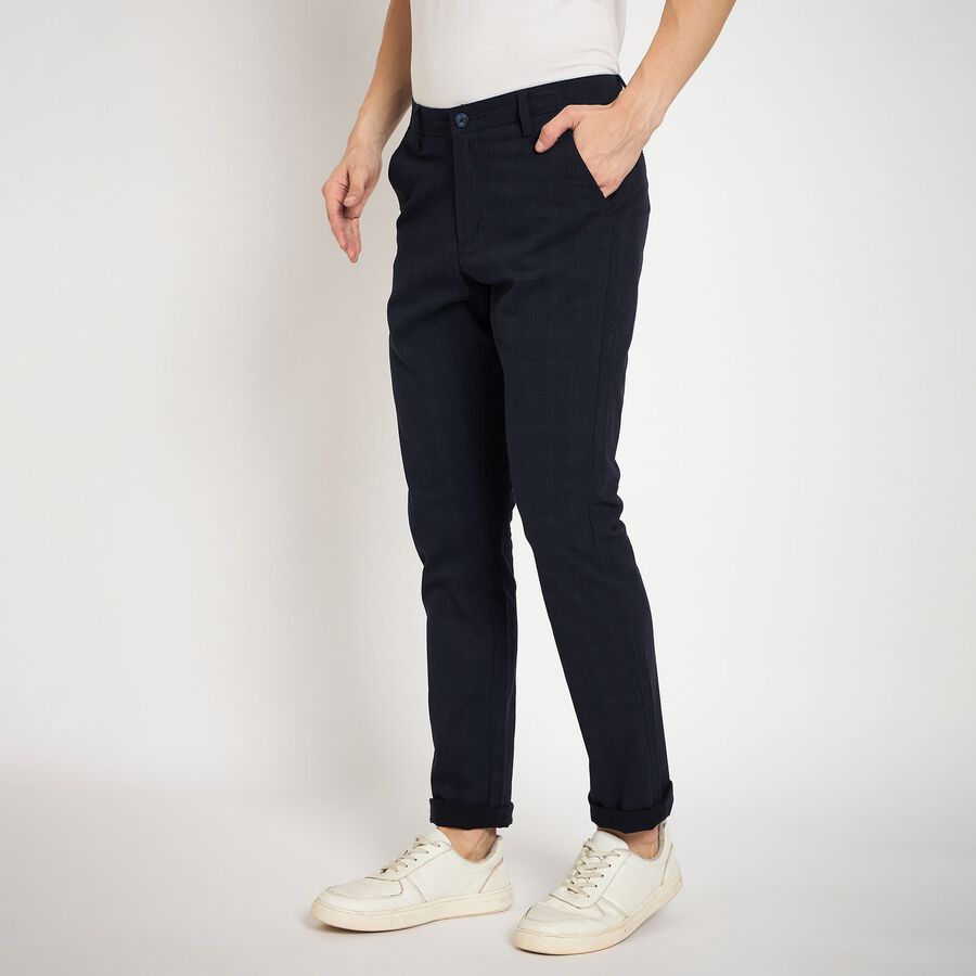 Men's Slim Fit Casual Trousers, नेवी ब्लू, large image number null