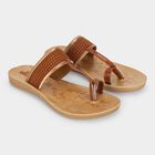 Women's Tan Thong Slip-On Flat Sandals, टैन, small