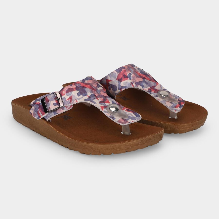 Women's Blue Buckle Strap Thong Sandals, Blue, large