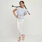 Girls Light Powder Blue Round Neck Casual T-Shirt, Light Blue, small image number null